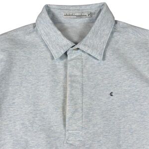 Criquet Rugby Collar Quarter Button Pullover Golf Light Blue Soft Preppy Mens L